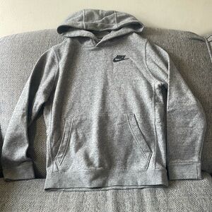 Nike Standard Fit. Kids Gray Hooded Sweater Size: M